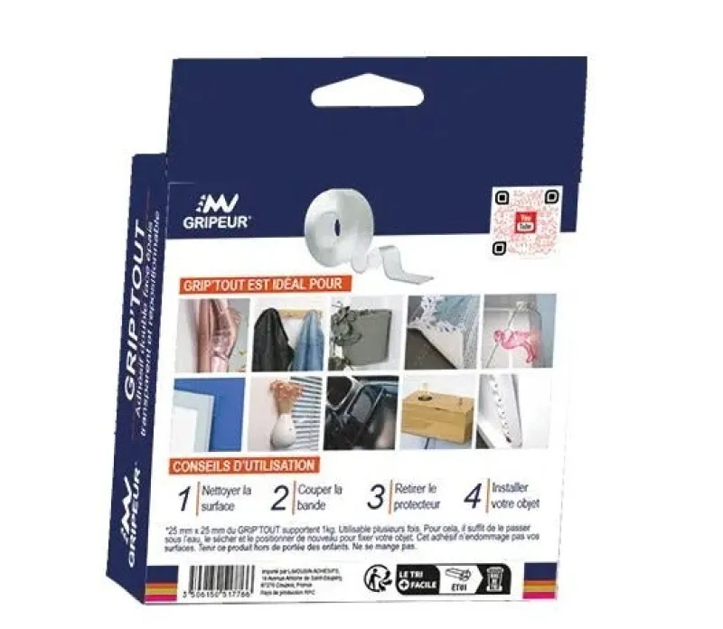 Sale Adhésif double face Grip'Tout transparent 30mm x 3m