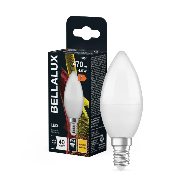 Discount Ampoule Bellalux Led Flamme Dépoli 4,9W=40 E14 Chaud