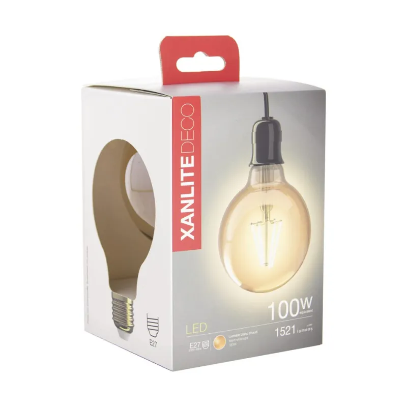 Best XANLITE Ampoule filament LED déco G95 E27 1521lm 1800k blanc chaud