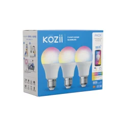 Ampoule LED connectée Kozii A60 E27 806lm 9W RVB x3