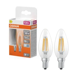 Hot OSRAM Ampoule LED Flamme clair filament 3,4W=40 E14 froid (x2)