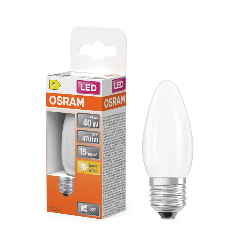 Best OSRAM Ampoule LED Flamme verre dépoli 3,4W=40 E27 chaud