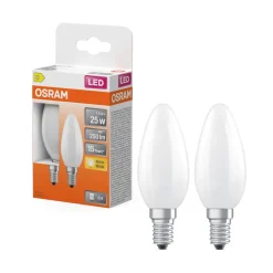 OSRAM Ampoule LED Flamme verre dépoli 1,8W=25 E14 chaud (x2)