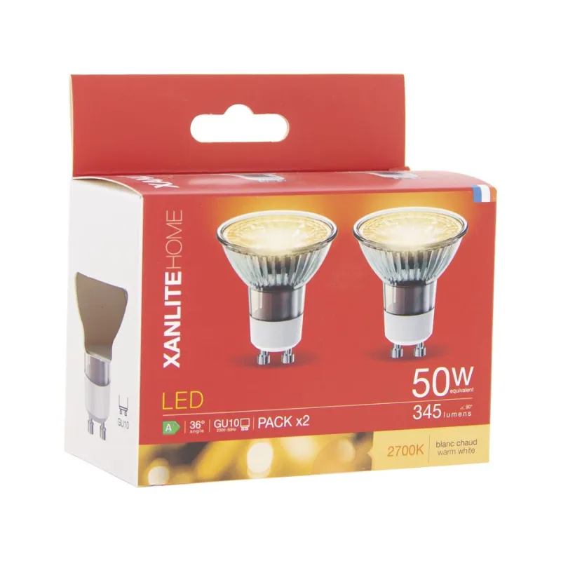 Best XANLITE Ampoule LED GU10 345lm 5W 2700K blanc chaud x2