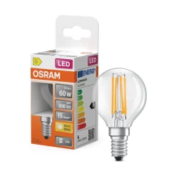 Clearance OSRAM Ampoule LED Sphérique clair filament 5,9W E14 chaud