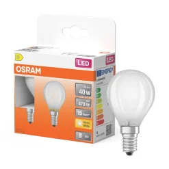 Hot OSRAM Ampoule LED Sphérique verre dépoli 3,4W=40 E14 x2