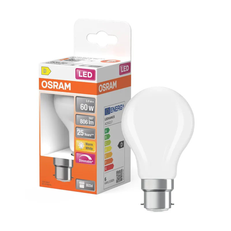 New OSRAM Ampoule LED Standard verre dépoli variable 5,9W=60 B22