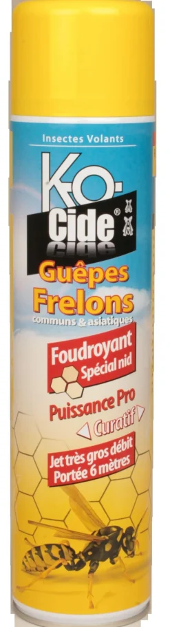 Sale K-O-CIDE Aérosol foudroyant gros débit pour nids guêpes/frelons 800ml