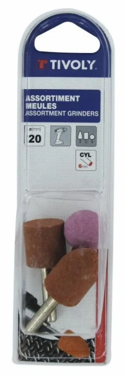 Outlet TIVOLY Assortiment 3 meules Ø20mm T6 boule/cylindrique/ogive