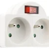 Hot Biplite 2 prises 2P+T 16A en façade avec interrupteur 3680W