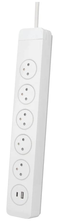 New OTIO Bloc multiprise Mantea 5 prises easyeject +2 USB+paraf blanc