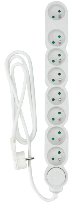 ZENITECH Bloc mutiprise avec interrupteur 8 prises 3G1 1,5m blanc