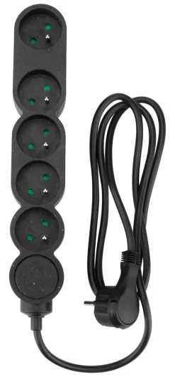 ZENITECH Bloc mutiprise avec interrupteur 5 prises 3G1 1,5m noir