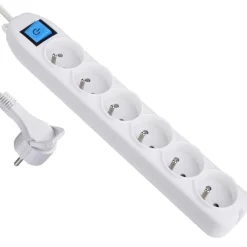 Sale ELECTRALINE Bloc 6 prises fiche plate blanc
