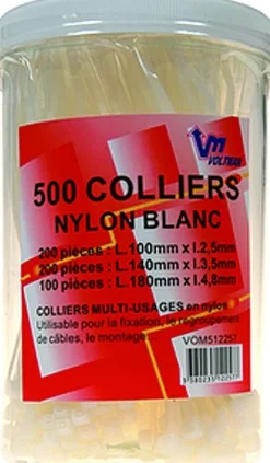 Online VOLTMAN Boite de 500 colliers nylon blanc
