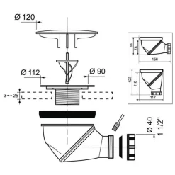 Discount WIRQUIN Bonde de douche James Ø90mm avec dôme chromé sortie Ø40mm