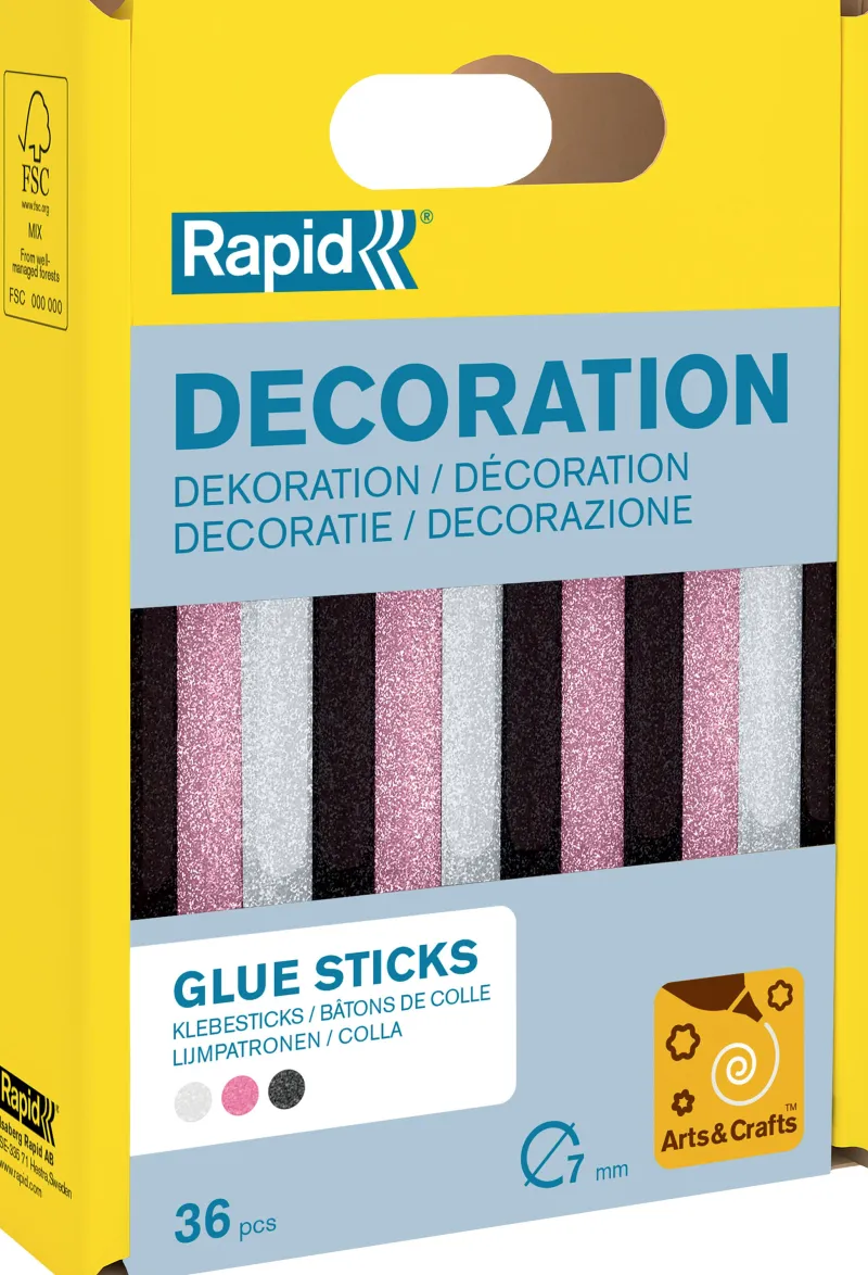 Online RAPID Boîte de 36 bâtons de colle pailletés Ø7 x 90mm