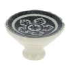 Sale Bouton conique Ø44 mm en céramique décor noir x2
