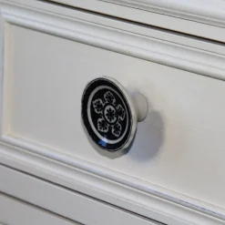Sale Bouton conique Ø44 mm en céramique décor noir x2