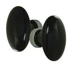 Outlet Bouton double ovale porcelaine noir brillant/acier