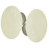 Hot Bouton double ovale porcelaine ecru/acier nickelé satiné