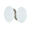 Hot Bouton double ovale porcelaine blanc/acier nickelé satiné