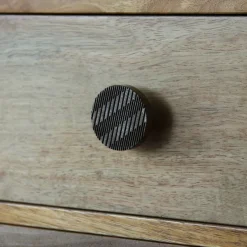 Best Bouton rond plat Ø45 mm ciselé en bois coloris foncé x2