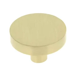 New Bouton rond plat Ø35 mm en laiton satinée x2