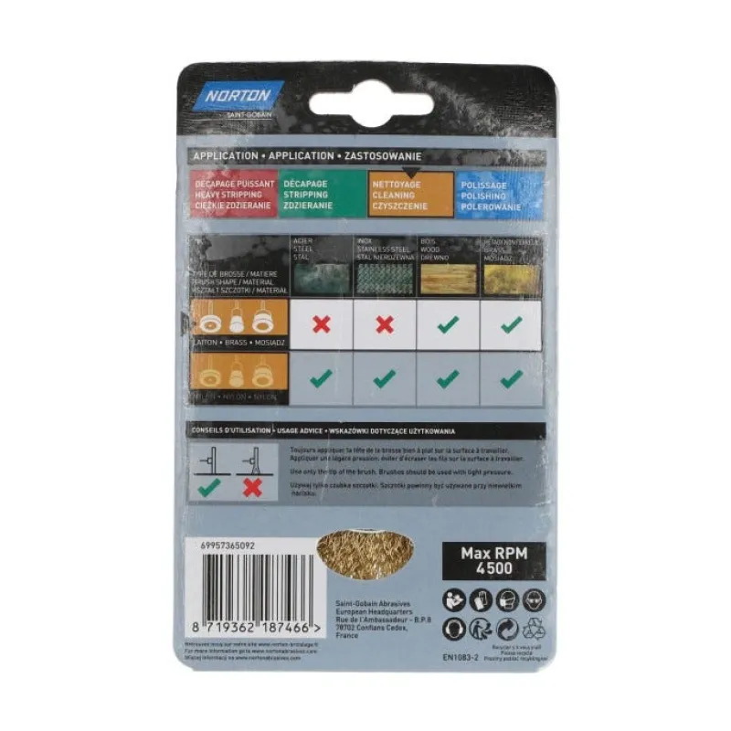 Discount NORTON Brosse Ø 75 pour perceuse, circulaire ondulé, laiton
