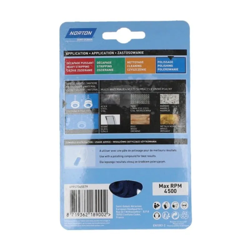 Clearance NORTON Brosse Ø75 pour perceuse, coupe polissage, feutrine