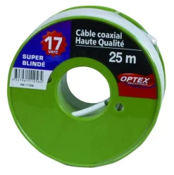 New OPTEX Câble coaxial 17VATC en rouleau de 25m blanc