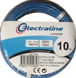 Sale ELECTRALINE Câble H07 VU bleu 1,5mm 10M
