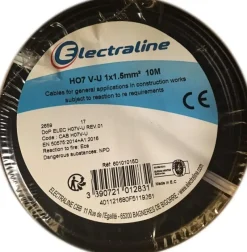 Discount ELECTRALINE Câble H07 VU noir 1,5mm 10M
