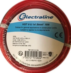 Outlet ELECTRALINE Câble H07 VU rouge 1,5mm 10M