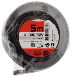 Sale ZENITECH Câble rigide U1000R2V - 3G1,5mm² noir 5m