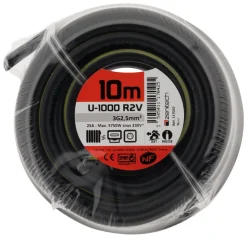 Hot ZENITECH Câble rigide U1000R2V 3G2,5mm² noir 10m