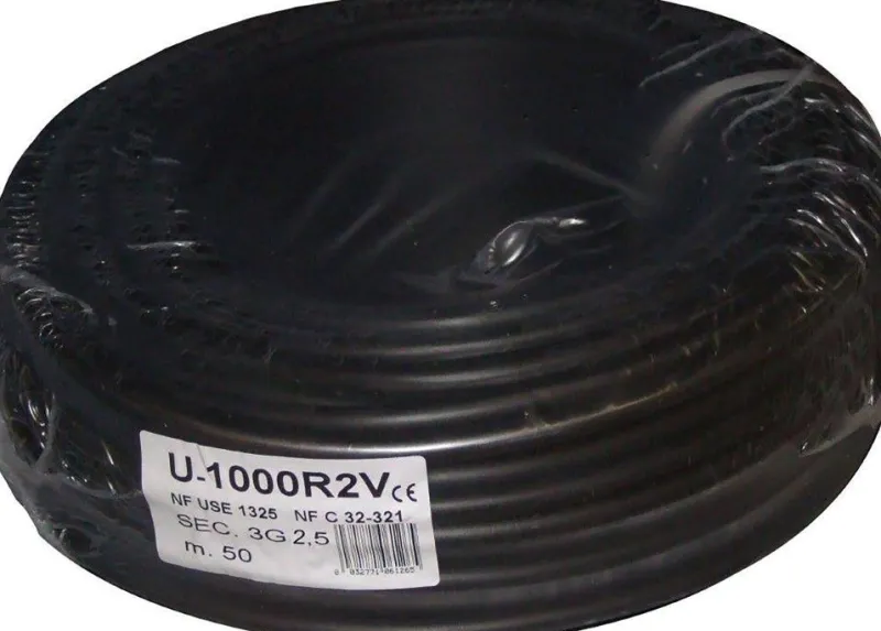Outlet ELECTRALINE Câble R02V 3G 2,5mm noir 50M