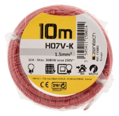 Outlet ZENITECH Câble souple H07V-K 1,5mm² rouge 10m