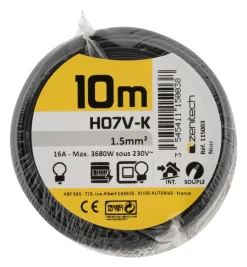 Discount ZENITECH Câble souple H07VK 1x 1,5mm² noir 10m