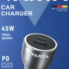Outlet VARTA Chargeur pour allume-cigare USB C/USB B