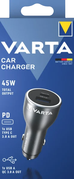 Outlet VARTA Chargeur pour allume-cigare USB C/USB B