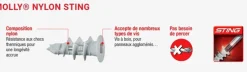 Hot MOLLY Chevilles sans-perçage nylon sting plugs 25mm (x10)