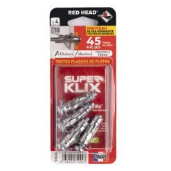 RED HEAD 4 chevilles SUPERKLIX Ø10x35mm + vis TR 6x40mm