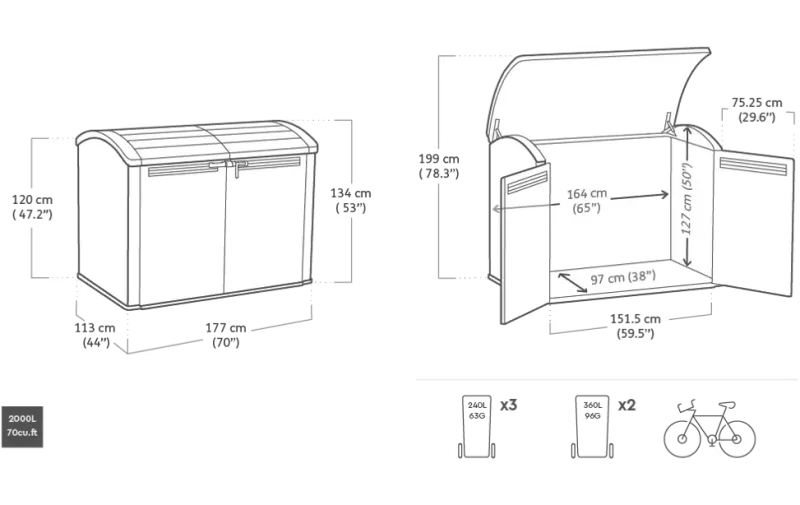 Best KETER Coffre de jardin en résine 2000L Store It Out Ultra