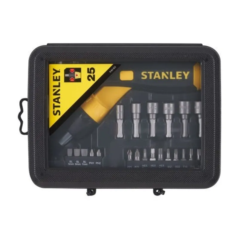 Hot STANLEY Coffret tournevis avec porte-embouts à cliquer 25 pièces