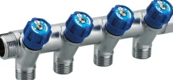 NOYON & THIEBAULT Collecteur robinet bleu M-F 20x27 - 4 départs Mâle 15x21