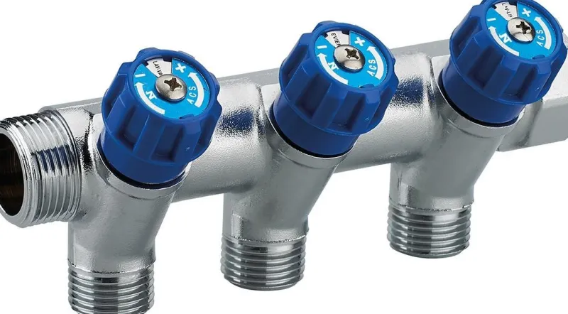 Online NOYON & THIEBAULT Collecteur robinet bleu M-F 20x27 - 3 départs Mâle 15x21