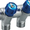 NOYON & THIEBAULT Collecteur robinet bleu M-F 20x27 - 2 départs Mâle 15x21