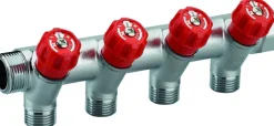 NOYON & THIEBAULT Collecteur robinet rouge M-F 20x27 - 4 départs Mâle 15x21