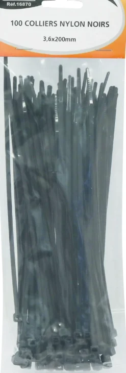 Discount Collier nylon 3,6x200mm noir (x100)